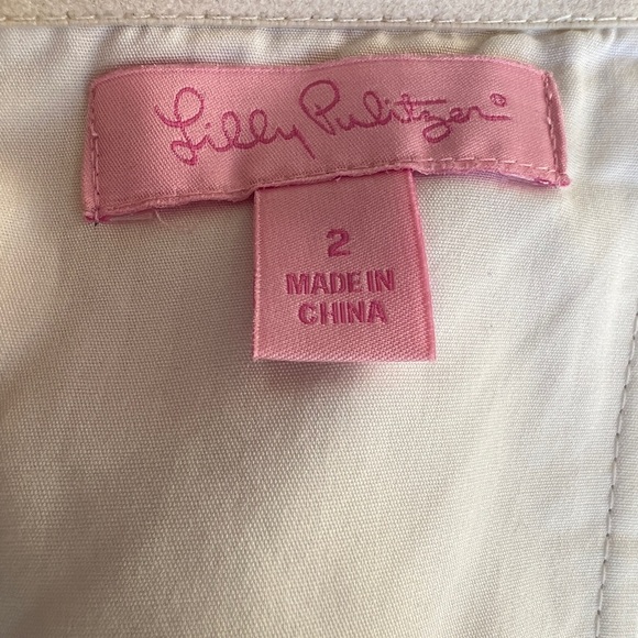 Lilly Pulitzer Betsey Navy Blue Floral Lace Applique Strapless Drees Sz 2 - Picture 5 of 8